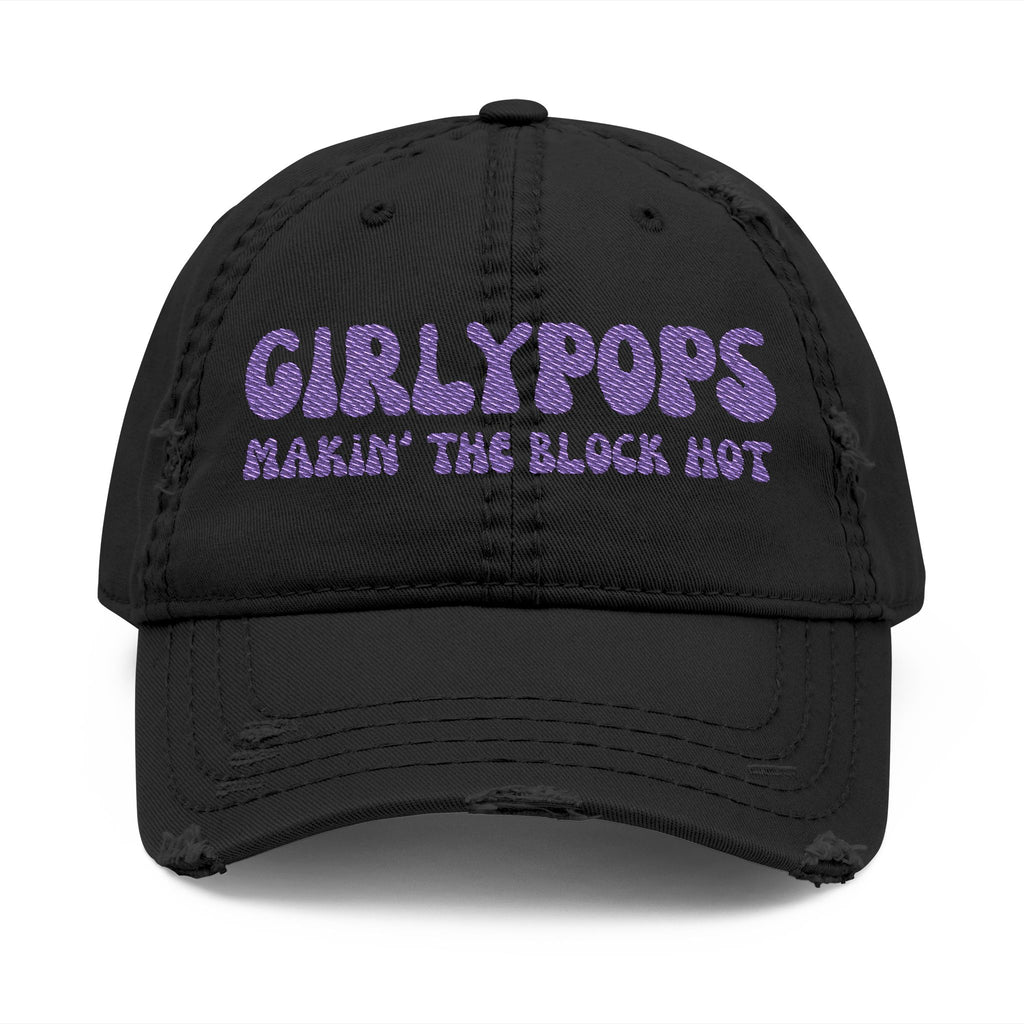 GirlyPops Embroidered Distressed "Makin' The Block Hot" Black Cap